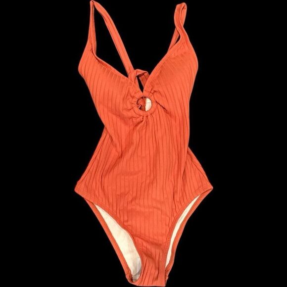 NWT TARGET KONA SOL Wide Ribbed Ring Medium Coverage One Piece Swimsuit Cinnamon - Picture 6 of 9